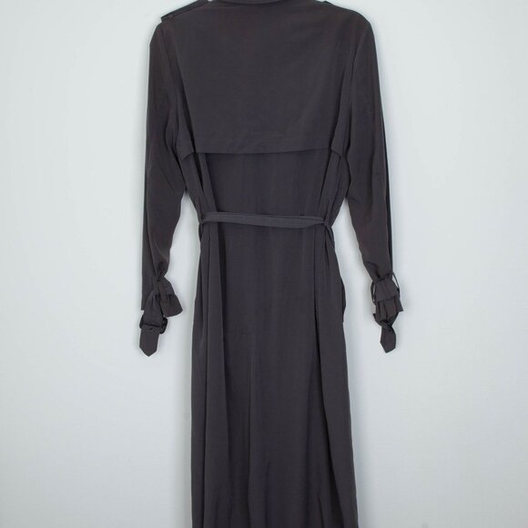 Zara Womens Long Double Breasted Trench Coat Size S Gray ASO Spencer Hastings - Picture 8 of 13